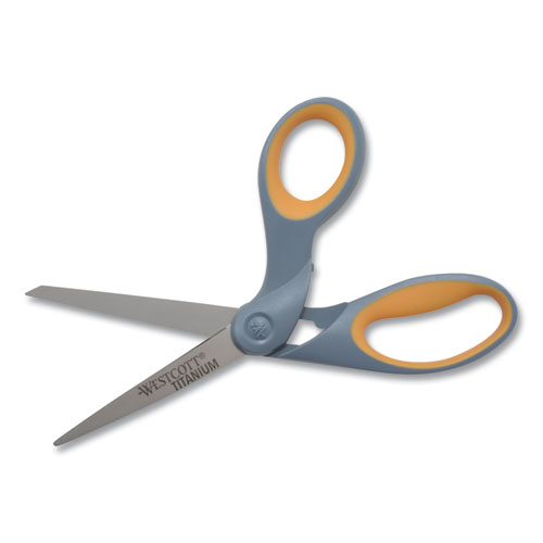 Picture of Titanium Bonded Scissors, 8" Long, 3.5" Cut Length, Gray/Yellow Offset Handle