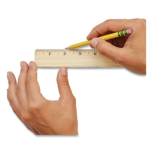 Picture of Wood Ruler with Single Metal Edge, Standard, 12" Long