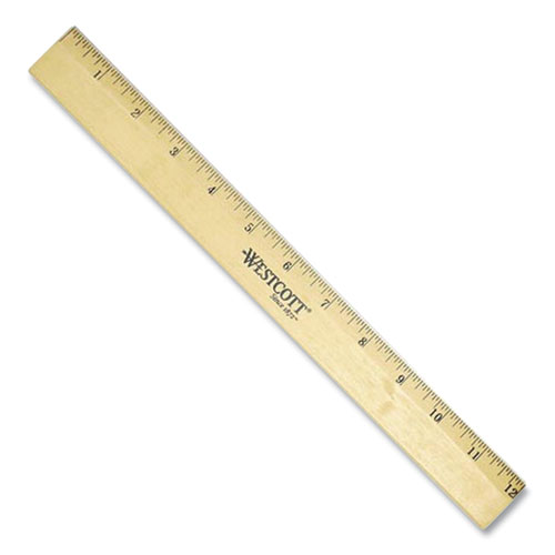 Picture of Wood Ruler with Single Metal Edge, Standard, 12" Long