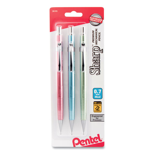 Sharp+Mechanical+Pencil%2C+0.7+Mm%2C+Hb+%28%232.5%29%2C+Black+Lead%2C+Assorted+Barrel+Colors%2C+3%2Fpack