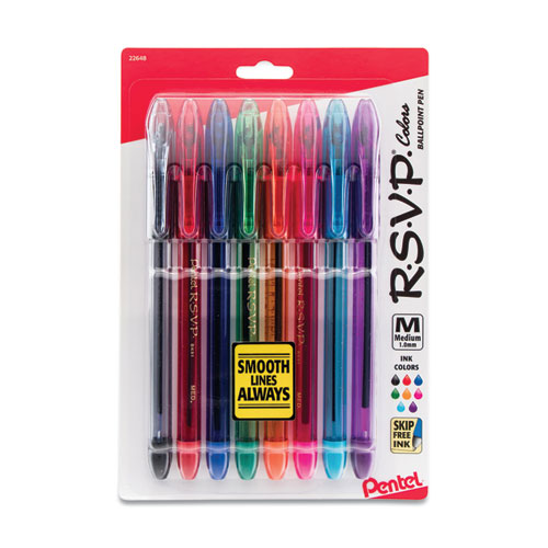 R.s.v.p.+Ballpoint+Pen%2C+Stick%2C+Medium+1+Mm%2C+Assorted+Ink+And+Barrel+Colors%2C+8%2Fpack