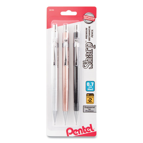 Picture of Sharp Mechanical Pencil, 0.7 mm, HB (#2), Black Lead, Assorted Barrel Colors, 3/Pack