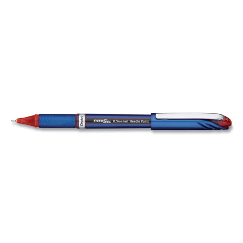 Picture of EnerGel NV Gel Pen, Stick, Fine 0.5 mm Needle Tip, Red Ink, Blue/Red Barrel, Dozen