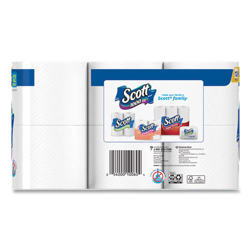 Picture of Toilet Paper, Septic Safe, 1-Ply, White, 1,000 Sheets/Roll, 12 Rolls/Pack, 4 Pack/Carton