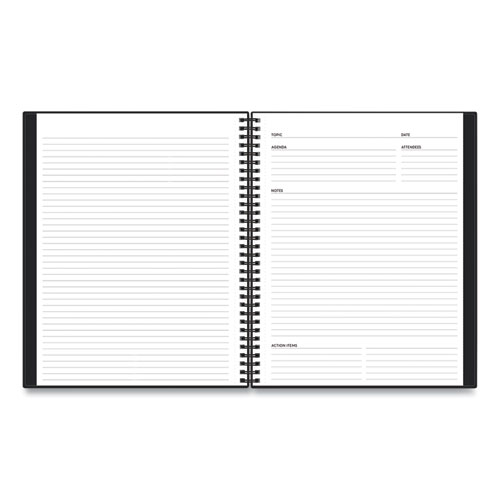 Picture of Aligned Business Notebook, 1-Subject, Meeting-Minutes/Notes Format with Narrow Rule, Black Cover, (78) 11 x 8.5 Sheets