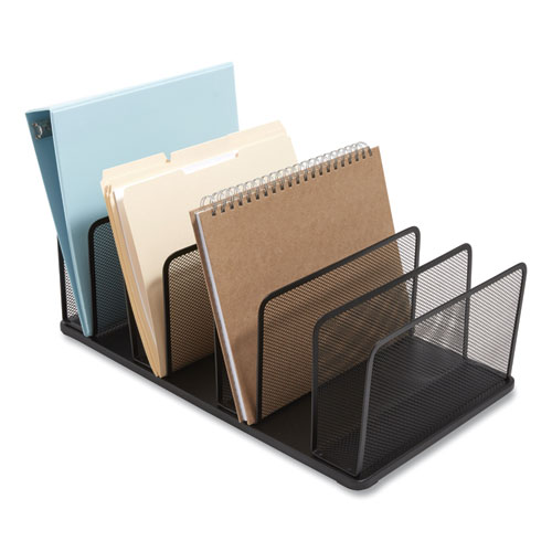 Picture of Wire Mesh Vertical Document Sorter, 7 Sections, Letter-Size, 11.65 x 20 x 6.61, Matte Black