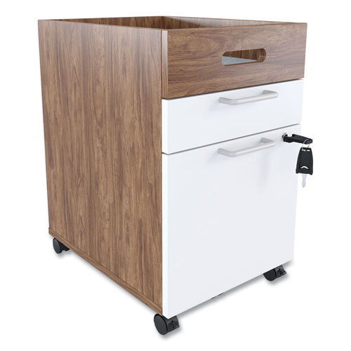 Picture of Essentials Mobile Pedestal File, Left or Right, 2-Drawers: Box/File, Legal/Letter, White/Espresso, 15.5" x 21.2" x 24.2"