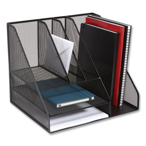 Picture of Wire Mesh Combination Organizer, Vertical/Horizontal, 8 Sections, Letter-Size, 12 x 12 x 13.97, Matte Black