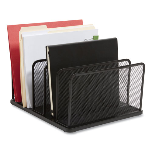 Picture of Wire Mesh Vertical Document Sorter, 5 Sections, Letter-Size, 11.57 x 12.83 x 6.69, Matte Black