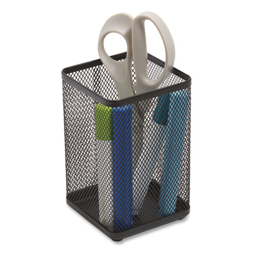 Wire+Mesh+Jumbo+Pencil+Holder%2C+4.33+X+4.33+X+6.69%2C+Black