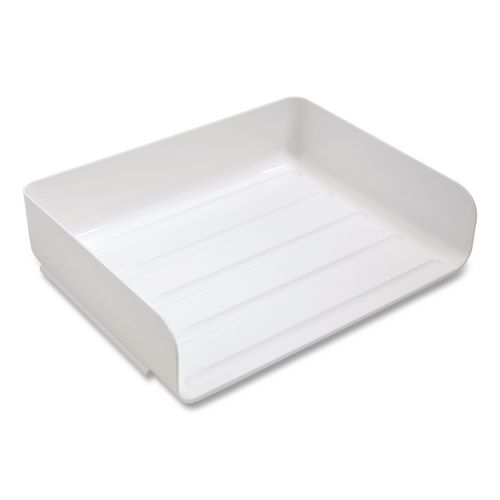 Picture of Side-Load Stackable Plastic Document Tray, 1 Section, Letter-Size, 12.63 x 9.72 x 3.01, White, 6/Pack