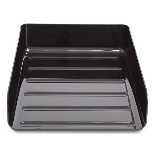 Picture of Front-Load Stackable Plastic Document Tray, 1 Section, Letter-Size, 9.81 x 12.56 x 3.01, Black, 2/Pack