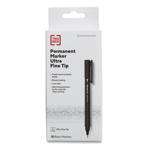 Picture of Permanent Marker, Tank-Style, Medium Chisel Tip, Black, 5/Pack