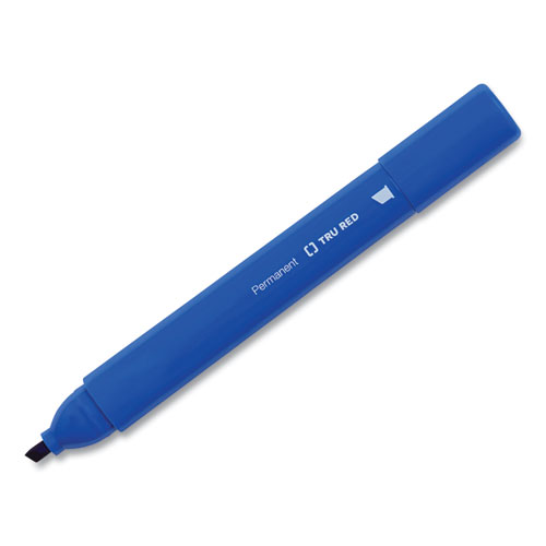 Picture of Permanent Marker, Tank-Style, Medium Chisel Tip, Blue, Dozen