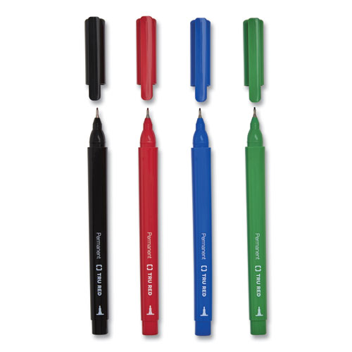 Picture of Permanent Marker, Pen-Style, Extra-Fine Needle Tip, Assorted Colors, 12/Pack