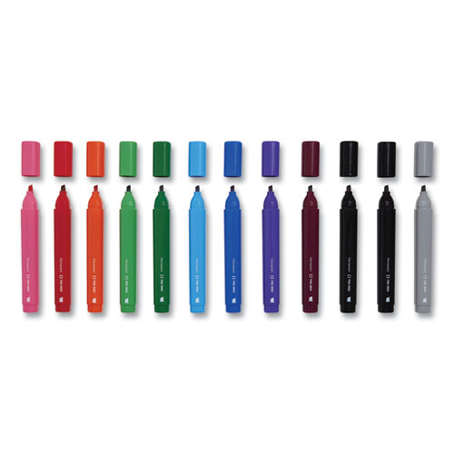 Picture of Permanent Marker, Tank-Style, Medium Chisel Tip, Assorted Colors, 12/Pack