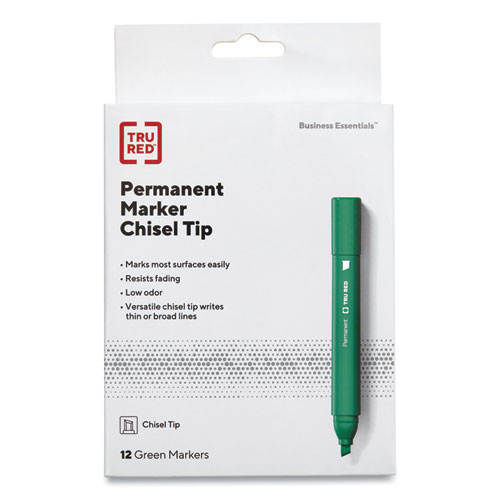 Picture of Permanent Marker, Tank-Style, Medium Chisel Tip, Green, Dozen