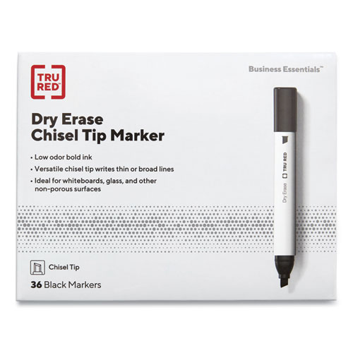 Picture of Dry Erase Marker, Tank-Style, Medium Chisel Tip, Black, 36/Pack