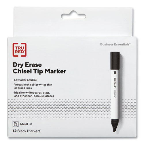 Picture of Dry Erase Marker, Tank-Style, Medium Chisel Tip, Black, Dozen