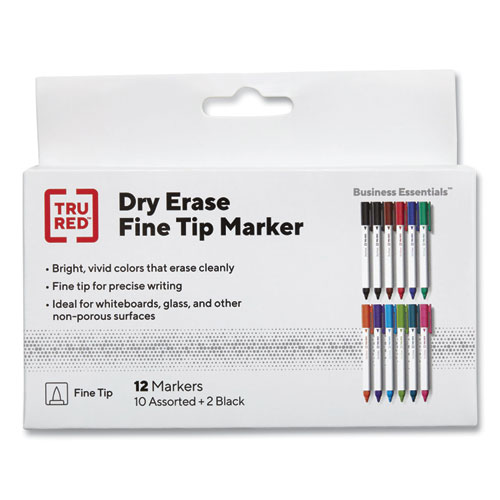 Picture of Dry Erase Marker, Pen-Style, Fine Bullet Tip, Assorted Colors, 12/Pack