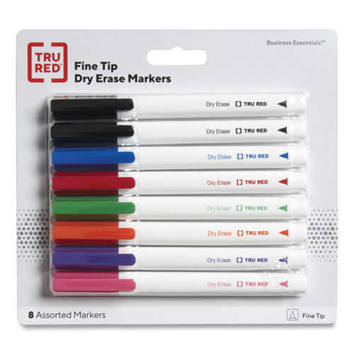 Picture of Dry Erase Marker, Pen-Style, Fine Bullet Tip, Seven Assorted Colors, 8/Pack