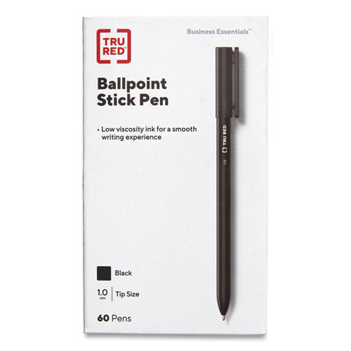Picture of Ballpoint Pen, Stick, Medium 1 mm, Black Ink, Black Barrel, 60/Pack