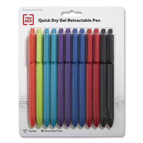 Picture of Quick Dry Gel Pen, Retractable, Medium 0.7 mm, Assorted Ink and Barrel Colors, 12/Pack