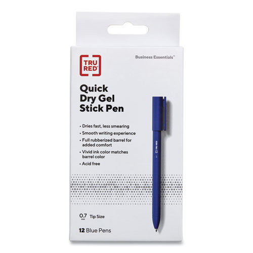Picture of Quick Dry Gel Pen, Stick, Medium 0.7 mm, Blue Ink, Blue Barrel, Dozen