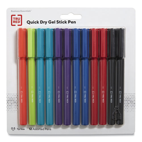 Picture of Quick Dry Gel Pen, Stick, Fine 0.5 mm, Assorted Ink and Barrel Colors, 12/Pack