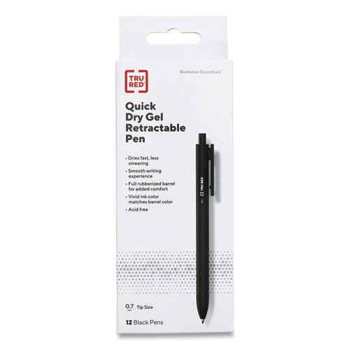 QUICK+DRY+GEL+PEN%2C+RETRACTABLE%2C+MEDIUM+0.7+MM%2C+BLACK+INK%2C+BLACK+BARREL%2C+DOZEN