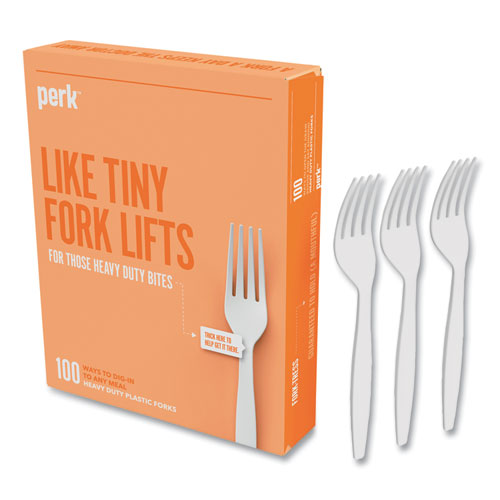Picture of Heavyweight Plastic Cutlery, Fork, White, 100/Pack