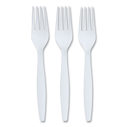Picture of Heavyweight Plastic Cutlery, Fork, White, 100/Pack