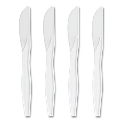 Picture of Mediumweight Plastic Cutlery, Knife, Plastic, White, 1,000/Pack