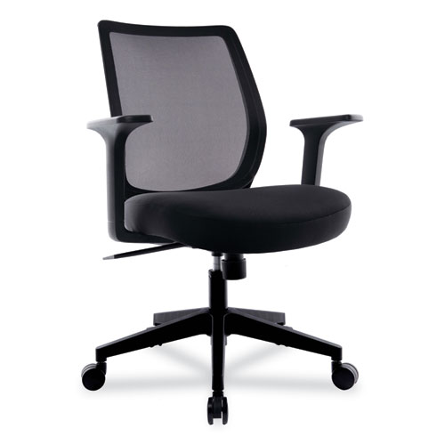 Picture of Essentials Mesh Back Fabric Task Chair with Arms, Supports Up to 275 lb, Black Fabric Seat, Black Mesh Back, Black Base