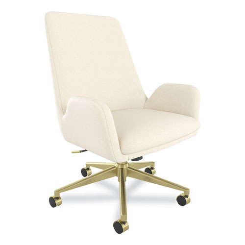 Picture of MidMod Fabric Manager Chair, Supports Up to 275 lb, Cream Seat/Back, Gold Base