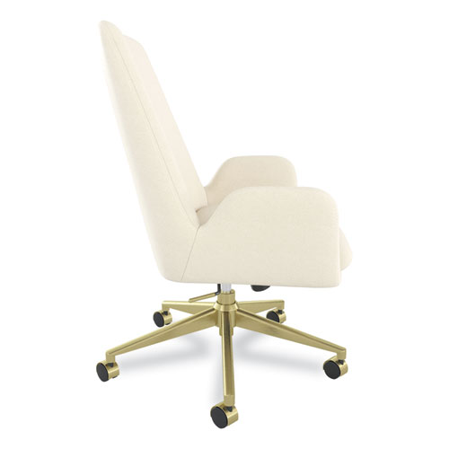 Picture of MidMod Fabric Manager Chair, Supports Up to 275 lb, Cream Seat/Back, Gold Base