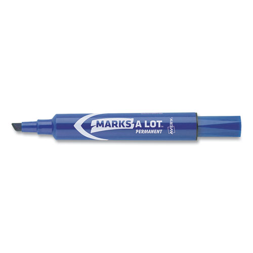 Picture of MARKS A LOT Regular Desk-Style Permanent Marker, Broad Chisel Tip, Blue, Dozen (7886)