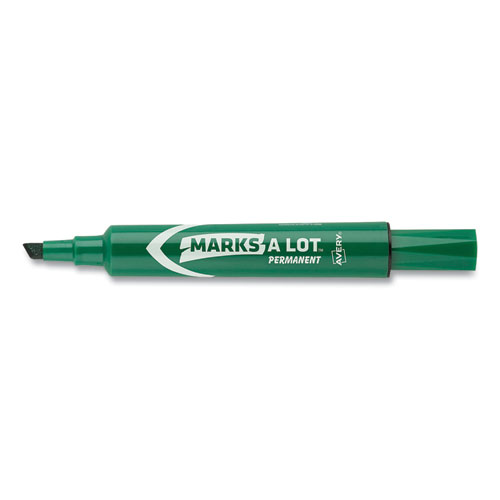 Picture of MARKS A LOT Regular Desk-Style Permanent Marker, Broad Chisel Tip, Green, Dozen (7885)