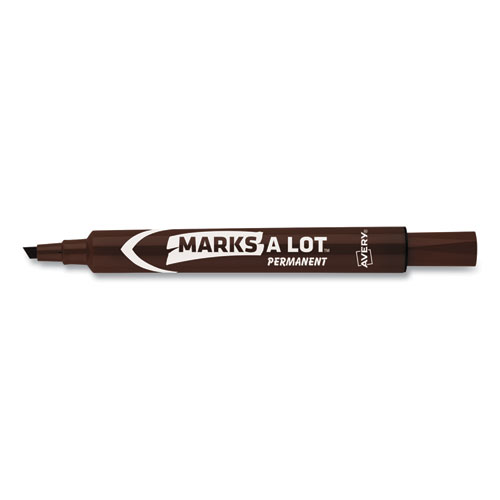 Picture of MARKS A LOT Large Desk-Style Permanent Marker, Broad Chisel Tip, Brown, Dozen (8881)