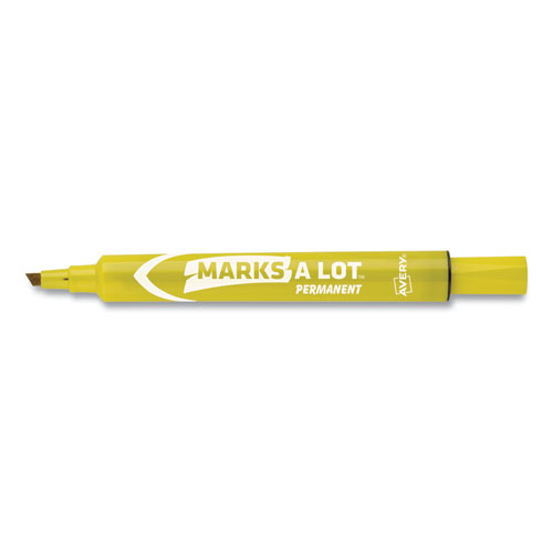 Picture of MARKS A LOT Large Desk-Style Permanent Marker, Broad Chisel Tip, Yellow, Dozen (8882)