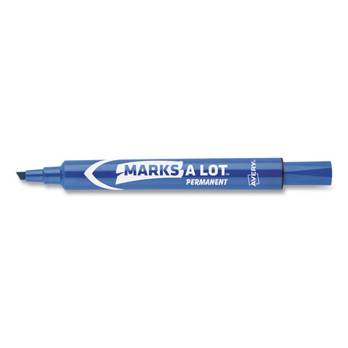 Picture of MARKS A LOT Large Desk-Style Permanent Marker, Broad Chisel Tip, Blue, Dozen (8886)