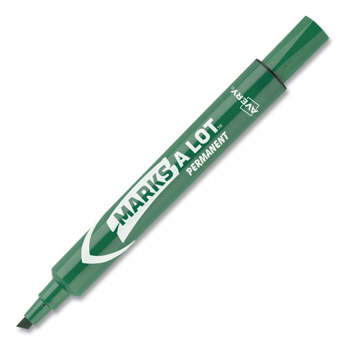 Picture of MARKS A LOT Large Desk-Style Permanent Marker, Broad Chisel Tip, Green, Dozen (8885)