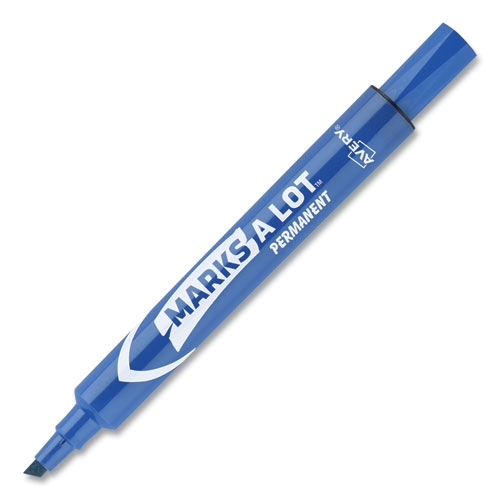 Picture of MARKS A LOT Large Desk-Style Permanent Marker, Broad Chisel Tip, Blue, Dozen (8886)