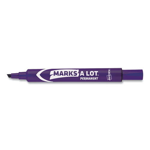 Picture of MARKS A LOT Large Desk-Style Permanent Marker, Broad Chisel Tip, Purple, Dozen (8884)