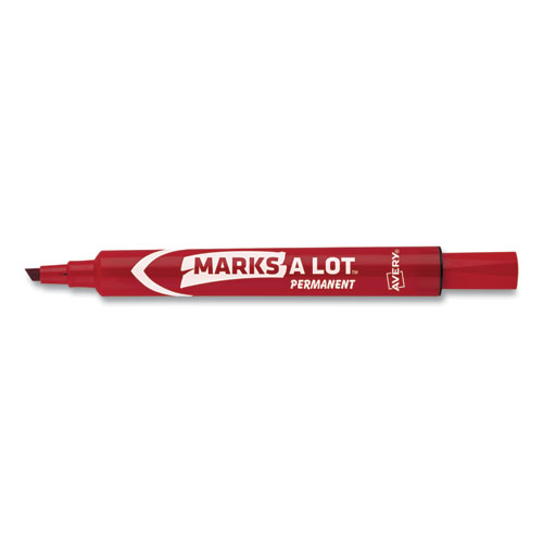 Picture of MARKS A LOT Large Desk-Style Permanent Marker, Broad Chisel Tip, Red, Dozen (8887)