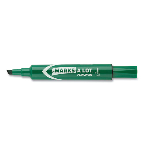 Picture of MARKS A LOT Large Desk-Style Permanent Marker, Broad Chisel Tip, Green, Dozen (8885)