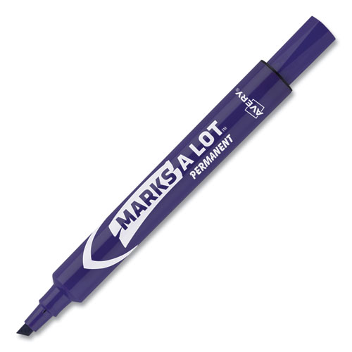 Picture of MARKS A LOT Large Desk-Style Permanent Marker, Broad Chisel Tip, Purple, Dozen (8884)