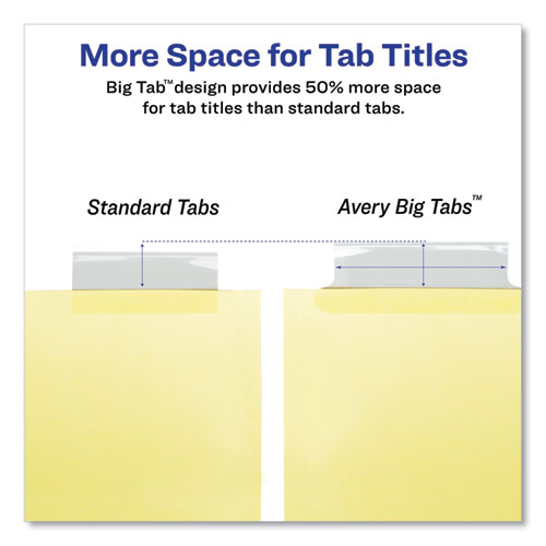 Picture of Insertable Big Tab Dividers, 8-Tab, Double-Sided Gold Edge Reinforcing, 11 x 8.5, Buff, Clear Tabs, 1 Set