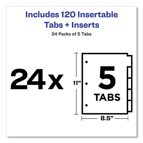 Picture of Insertable Big Tab Dividers, 5-Tab, Double-Sided Gold Edge Reinforcing, 11 x 8.5, Buff, Clear Tabs, 24 Sets