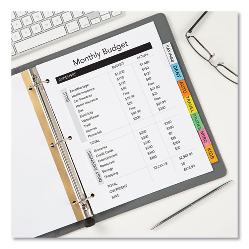 Picture of Insertable Big Tab Dividers, 8-Tab, Double-Sided Gold Edge Reinforcing, 11 x 8.5, White, Assorted Tabs, 1 Set